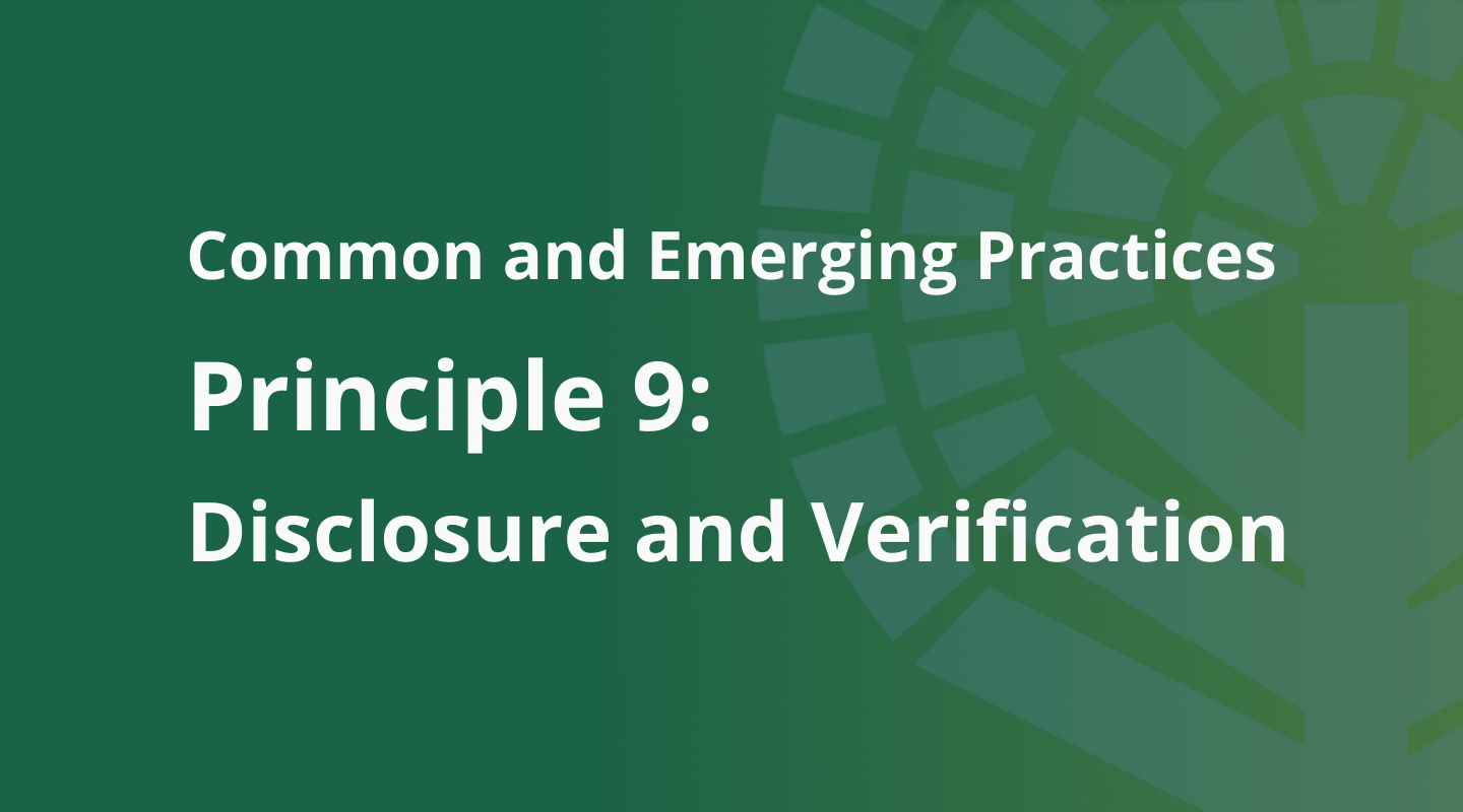 Common and Emerging Practices title for Principle 9
