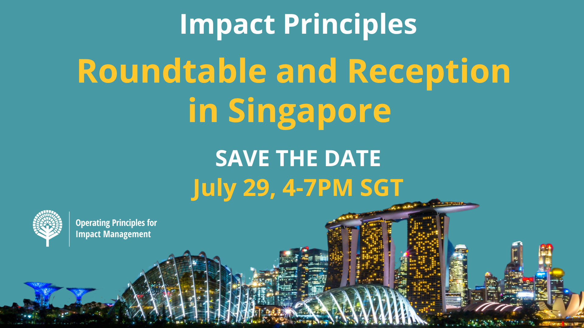 Graphic for Impact Principles Roundtable and Reception in Singaore on July 29